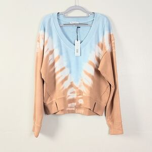 Michael Stars Camila V Neck Pullover Sweater Large $138 Women's Tie Dye